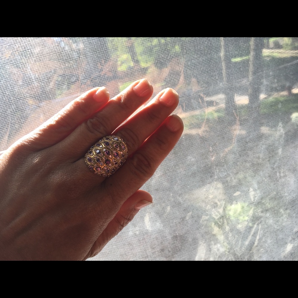 LaVintage White and Amethyst Cubic Zirconia Ring 7